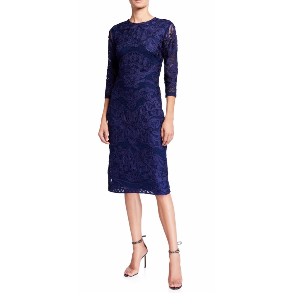 JS Collections Soutache Lace/Mesh Midi Dress size 2